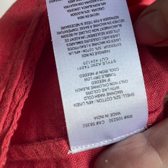 Joie Eyelet Cotton Linen Top Womens Small Coral Short Sleeve Lace Kinski Summer - Picture 10 of 10